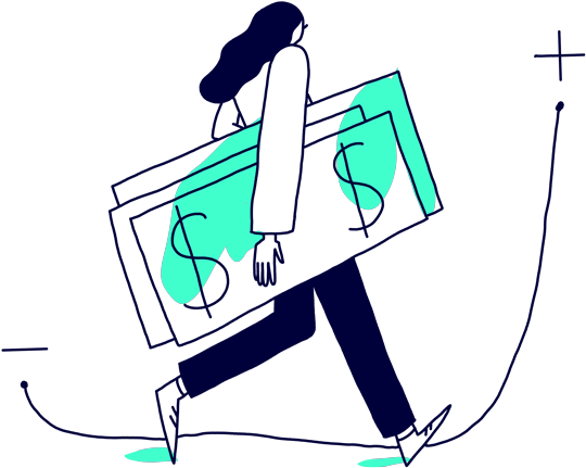 An Illustration Of A Woman Carrying Away Their Money - Help Scout (732x662), Png Download