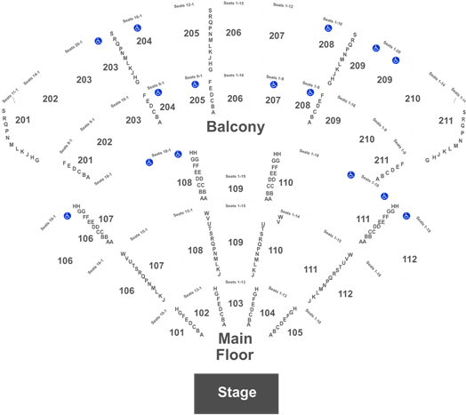 Seat Number Rosemont Theater Seating Chart (525x480), Png Download