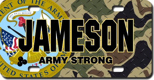 Us Army Seal / Woodland Camo Background License Plate - Army Knob Walking Stick With Black Beechwood Shaft (500x260), Png Download