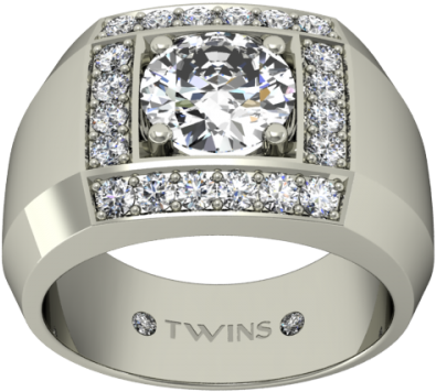 Anillo Solitario Para Hombre De Oro Blanco Con Diamantes - Anillo De Diamante Para Hombre (500x500), Png Download
