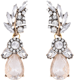 Pendientes Diseño Gota De Agua Hoja Imitación Diamantes - New Water Drop Leaf Rhinestone Earrings, Jewelry (500x500), Png Download