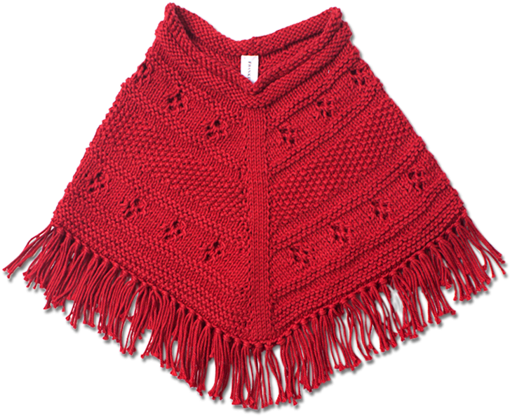 Hand Knitted Classic Red Poncho - Hand Knitting (750x750), Png Download