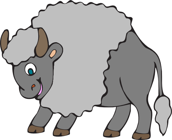 Big Gray Ox Clip Art At Clker - Cute Smiling Buffalo/bison Bib (600x487), Png Download