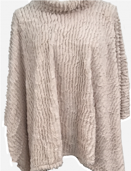 4492 Stripe Texture Faux Fur Poncho Beige - World Wide Web (600x600), Png Download