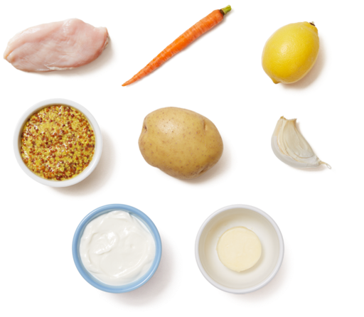 Lemon-dijon Chicken With Mashed Potatoes & Roasted - Roasting (700x477), Png Download