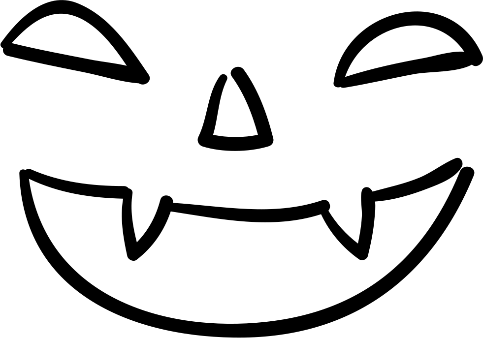 Bad Halloween Face Of Mouth Nose And Eyes Outlines - Ojos Y Bocas De Halloween (981x687), Png Download
