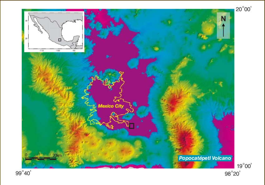 Location Map Of The Basin Of Mexico, Showing The Location - Chalco De Díaz Covarrubias (850x594), Png Download