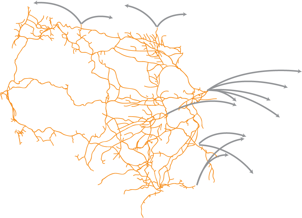 Bnsf Mexico Interactive Network Map Bnsf Mexico Network - Art (1200x1042), Png Download