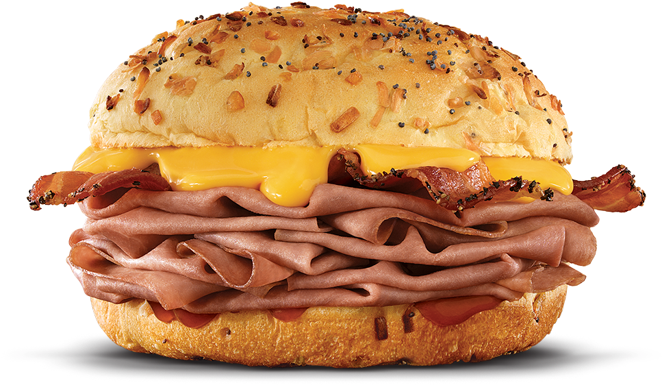 Bacon - Arby's Bacon Beef And Cheddar 2 For $6 (1000x659), Png Download