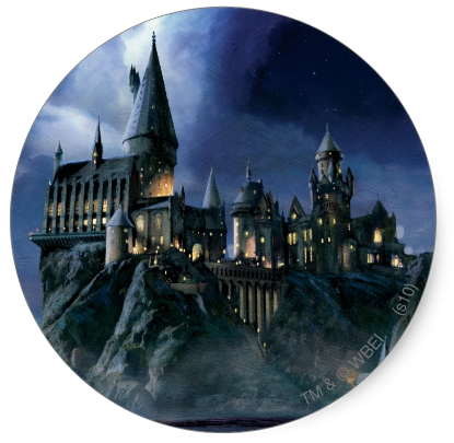 Potter Hogwarts Castle At Night Sticker - Harry Potter Hogwarts Poster (565x565), Png Download