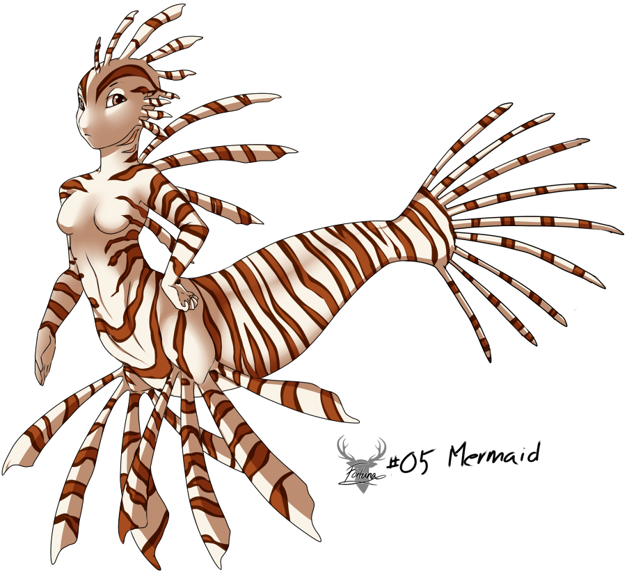 Lionfish Mermaid - Lion Fish Mermaid (900x854), Png Download
