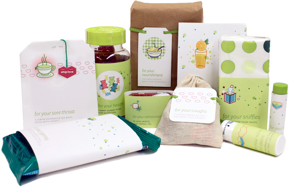 "for Sick Days" Care Package Contents (1076x688), Png Download