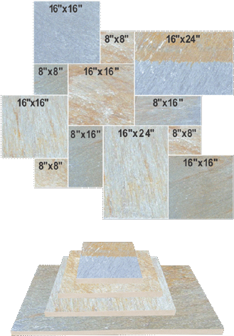 Pavers Gold Quartz Versailles Pattern Cut Face Dimensional - Rock (420x543), Png Download