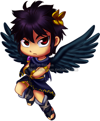 01◁rules - Dark Pit Pit Chibi (384x454), Png Download