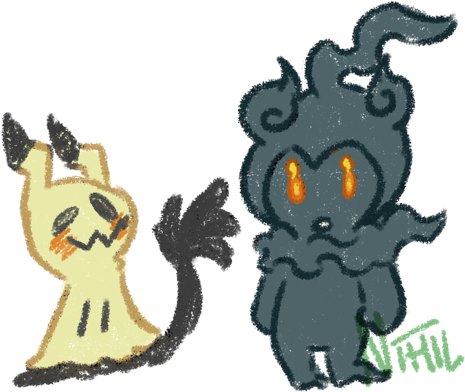[ Pokemon ] Mimikyu And Marshadow By Delugedirge - Cartoon (981x814), Png Download