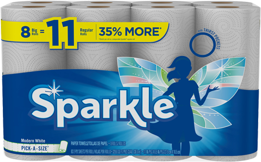 Sparkle Modern White Big Paper Towel Rolls - Sparkle Paper Towels 8 Big Rolls (600x337), Png Download
