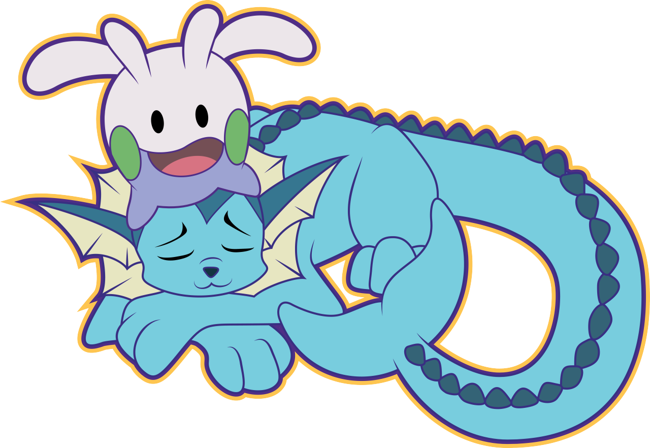 Vaporeon Resting With His Friend Goomy - Cartoon (1280x882), Png Download