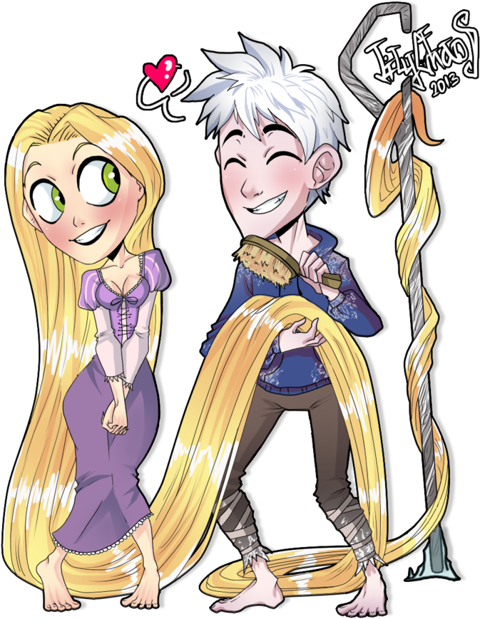 Jack Frost And Rapunzel By *lilychaos - Jack Frost And Rapunzel Hair (766x1043), Png Download