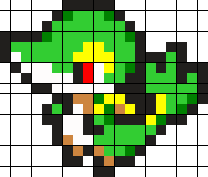 Snivy Perler Perler Bead Pattern / Bead Sprite - Pixel Art Pokemon Snivy (421x358), Png Download