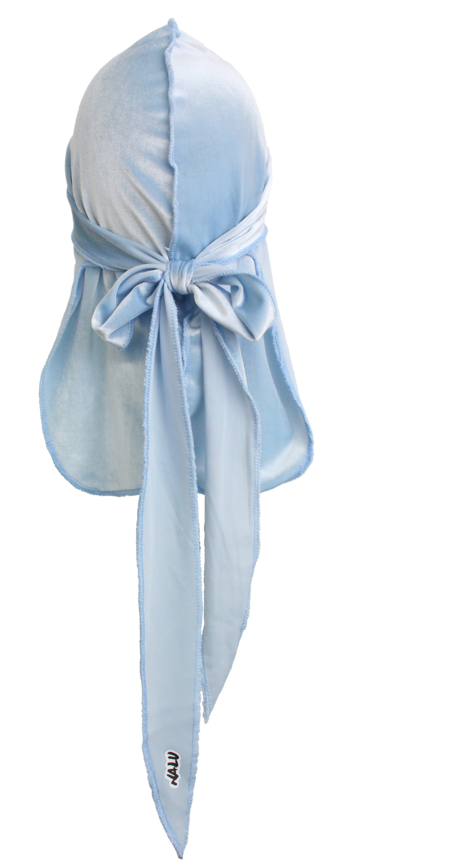 Powder Blue 'morpho' Deluxe Velvet Drape Durag - Velvet (711x1024), Png Download