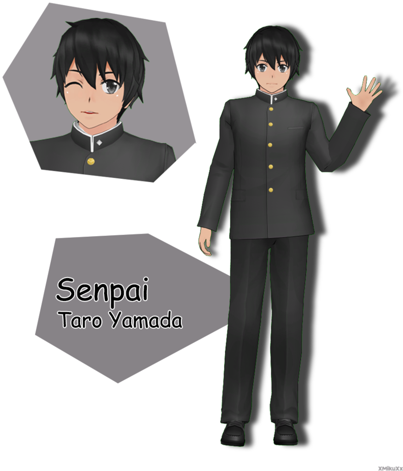 Senpai Yandere Simulator Png - Mmd Senpai Model Dl (818x977), Png Download