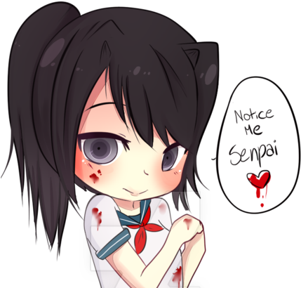 46210614 - >> - Yandere Senpai Notice Me (429x429), Png Download