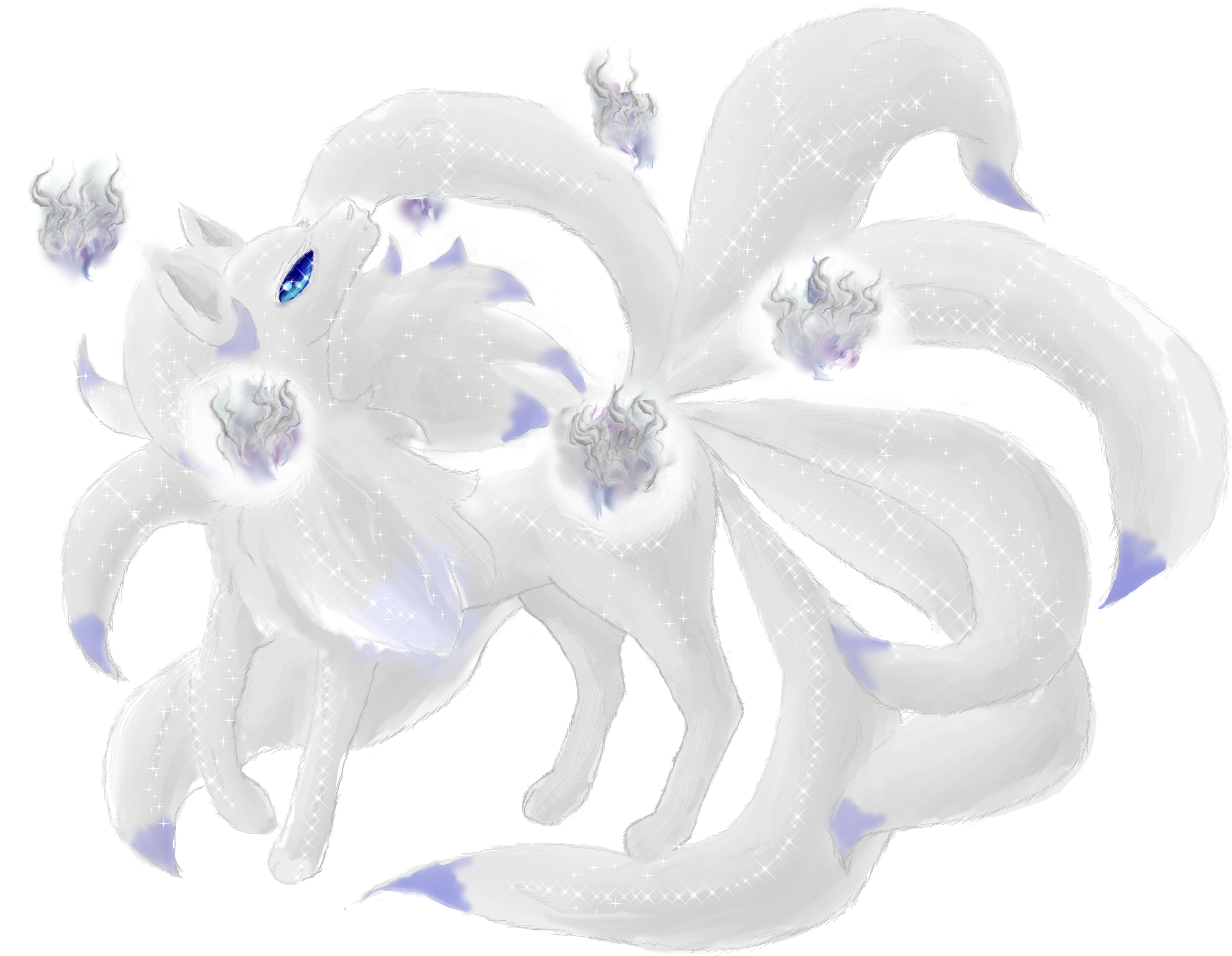 Alolan Ninetales Used Woll O Wisp Game Art - Ninetales (3010x2305), Png Download