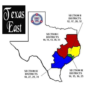 Texas East Division Map - Little League Baseball (960x365), Png Download