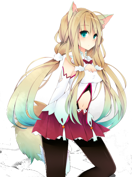 Kitsune Chan Render By Nekoryocatsan-d5lfvvc - Anime Girl Half Wolf (450x600), Png Download