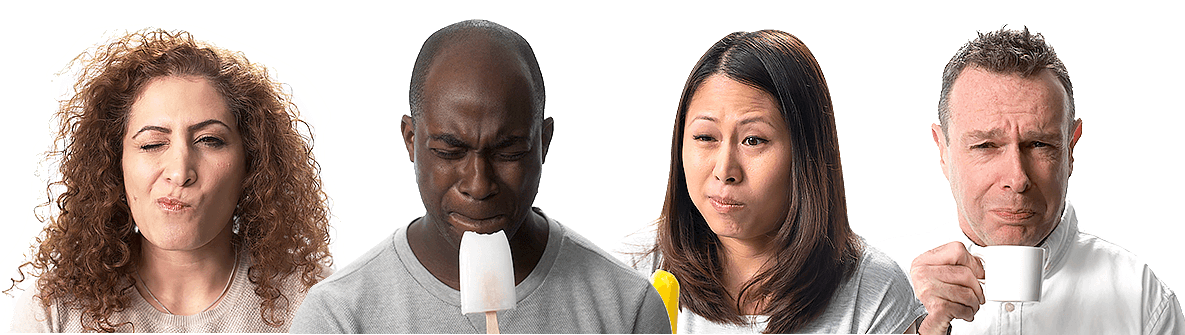 Men And Women Cringe As They Experience Tooth Sensitivity - Faces Of Sensitivity (1185x335), Png Download