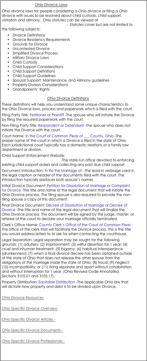 Ohio Divorce Laws Ohio Divorce Laws For People Considering - Alimony (492x1205), Png Download