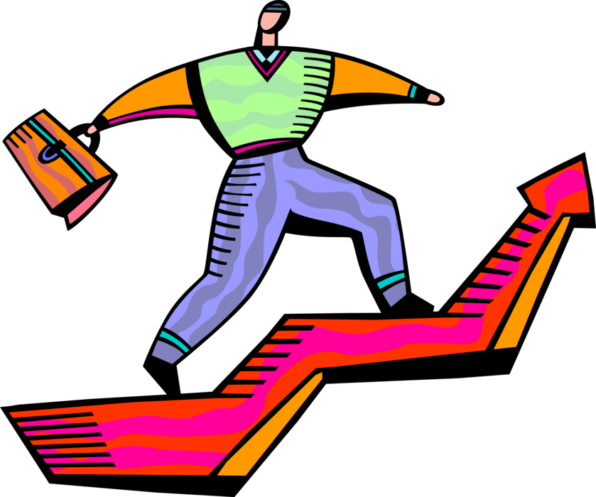Vector Illustration Of Businessman Climbs Corporate (839x700), Png Download
