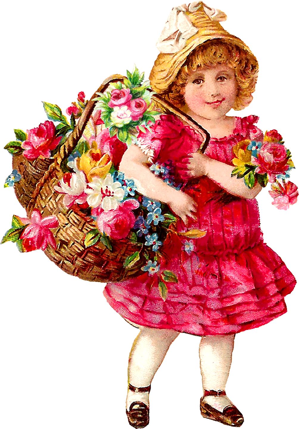 Victorian Girl Clipart Downloads - Girls Flower Images Download (1183x1600), Png Download