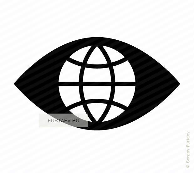 Vector Icon Of Globe In Place Of Pupil Of Eye - World Clock Icon (620x553), Png Download