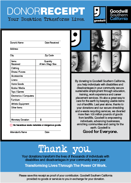 Donation E-receipts - California Donation Receipt (500x643), Png Download