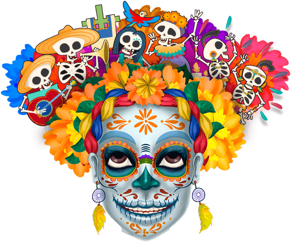 Calavera Dia De Muertos Png (596x521), Png Download
