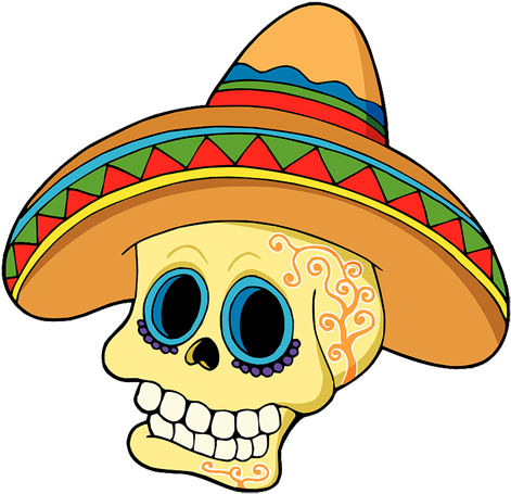 Cartoon Mexican Skull (500x500), Png Download