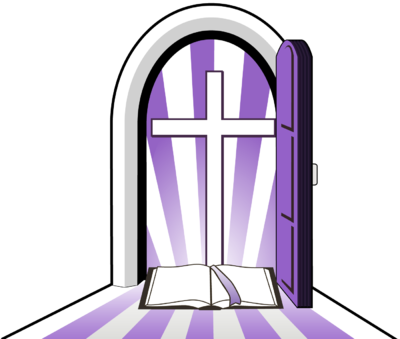 Purple Cross Doorway - Purple Cross With Bible (400x339), Png Download