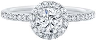 The One, Round Brilliant Diamond Micropavé Engagement - 2.35 Ct Solitaire Diamond Ring 14k Fine White Gold (760x500), Png Download