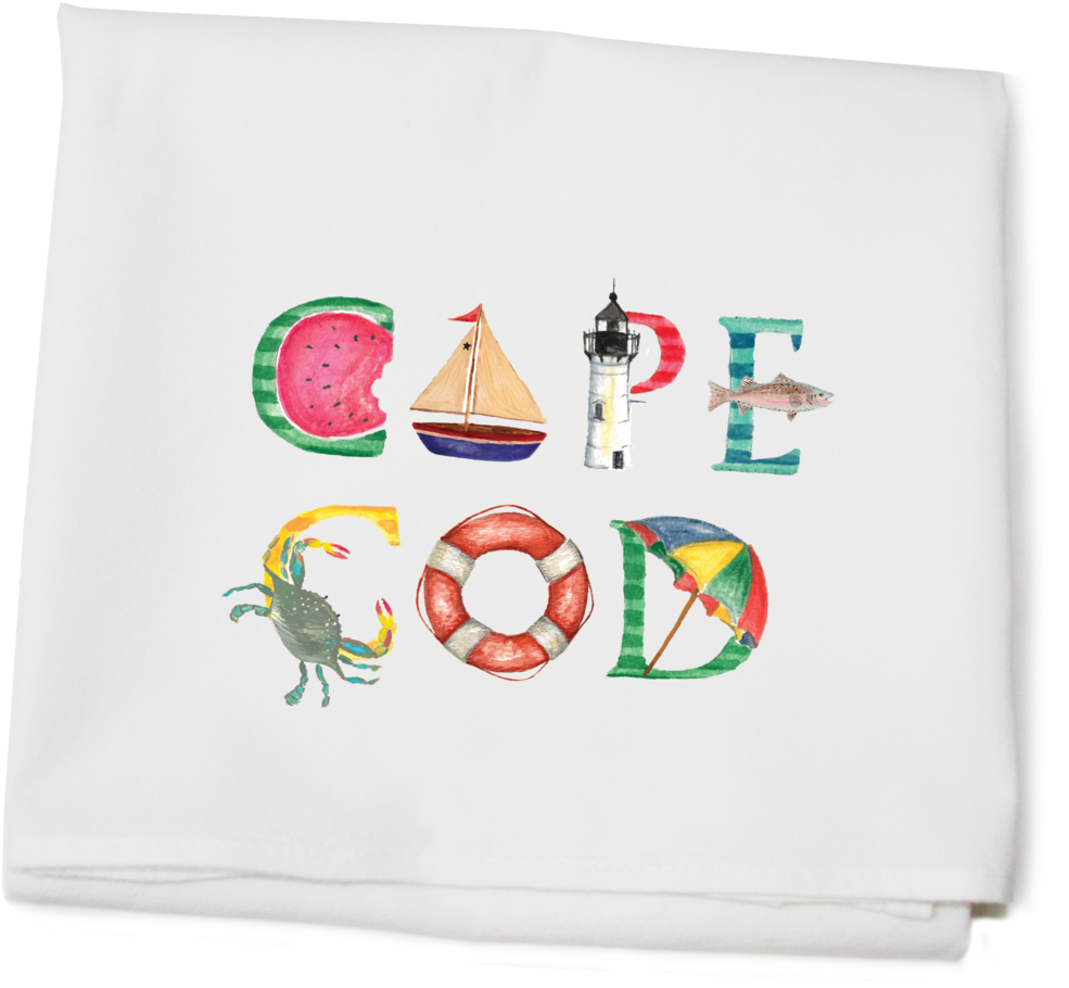 Cape Cod Illu-stated Flour Sack Towel - Flour Sack (1024x979), Png Download