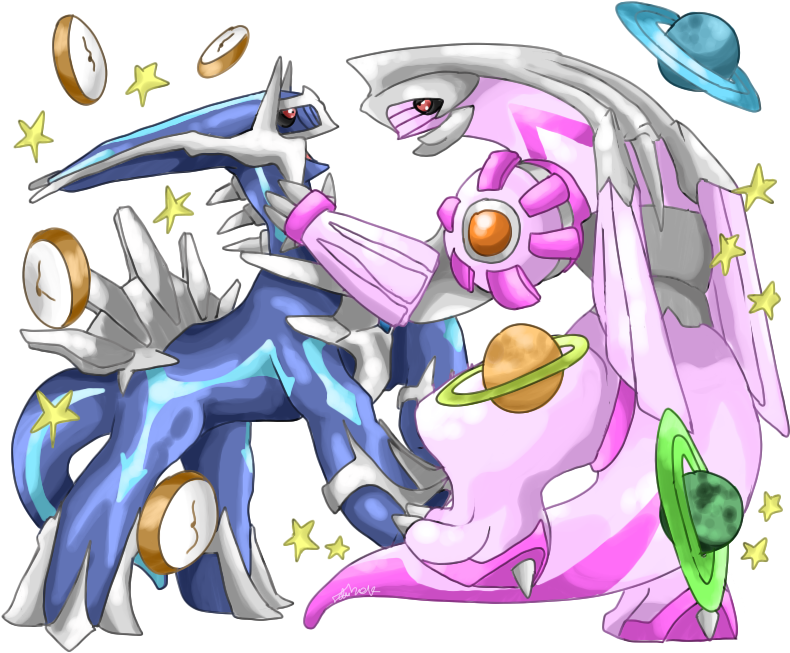 Dialga Versus Palkia - Cartoon (790x700), Png Download