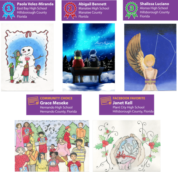 Art Of Donation Holiday Card Contest Winners Inspired - Lifelink De Florida (600x582), Png Download