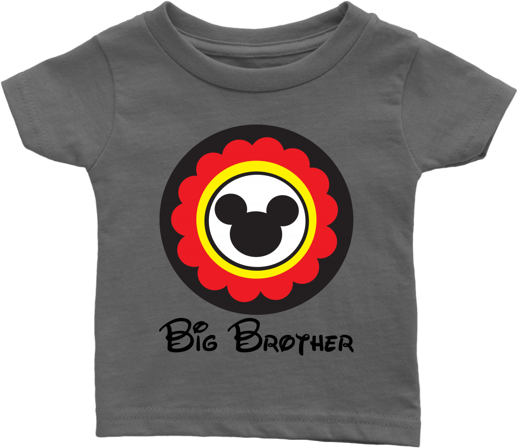 Mickey Mouse Inspired Big Brother Infant T-shirt - Artix Cartoon Boy Big Brother Family Vacation Birthday (1024x1024), Png Download