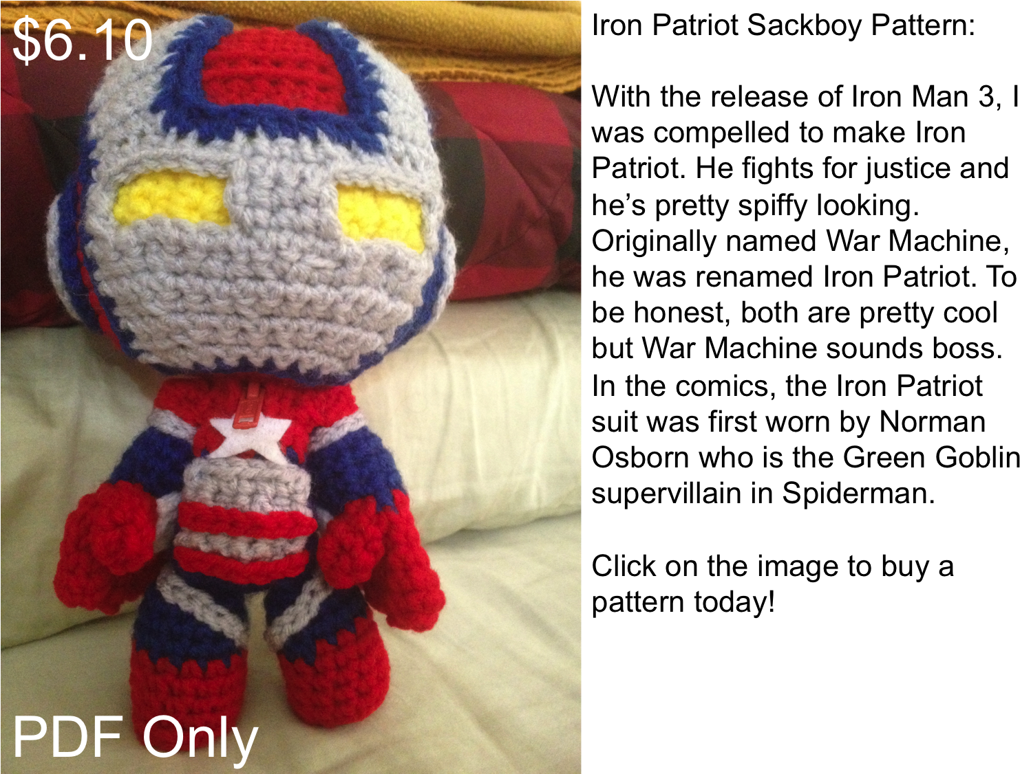 Ironpatriotsackboy - Stuffed Toy (1500x1130), Png Download