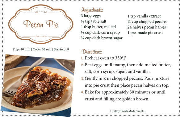 Top 5 Favorite Pies - Pecan Pie Recipe Card (600x400), Png Download