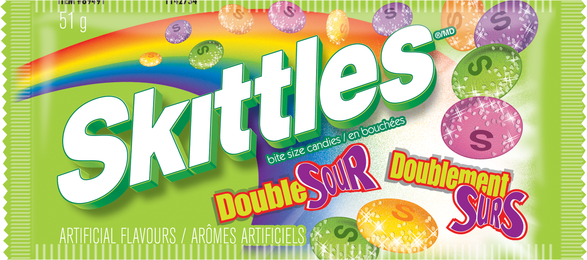Skittles Double Sr 24 X 6 Per Case - Skittles Candy Skittles Squishy Candy Pillow (2158x1190), Png Download