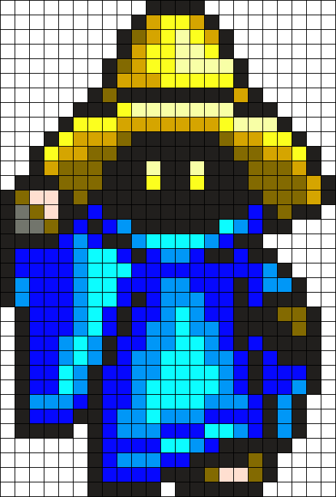 Black Mage Ff Perler Bead Pattern / Bead Sprite - Smash Flash 2 Black Mage (484x715), Png Download