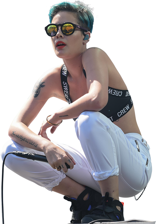 Halsey - Sitting (1000x938), Png Download