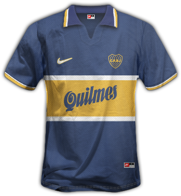 1996-97 Primera Camiseta Con Nike Y Quilmes Boca Juniors, - Quilmes (414x414), Png Download