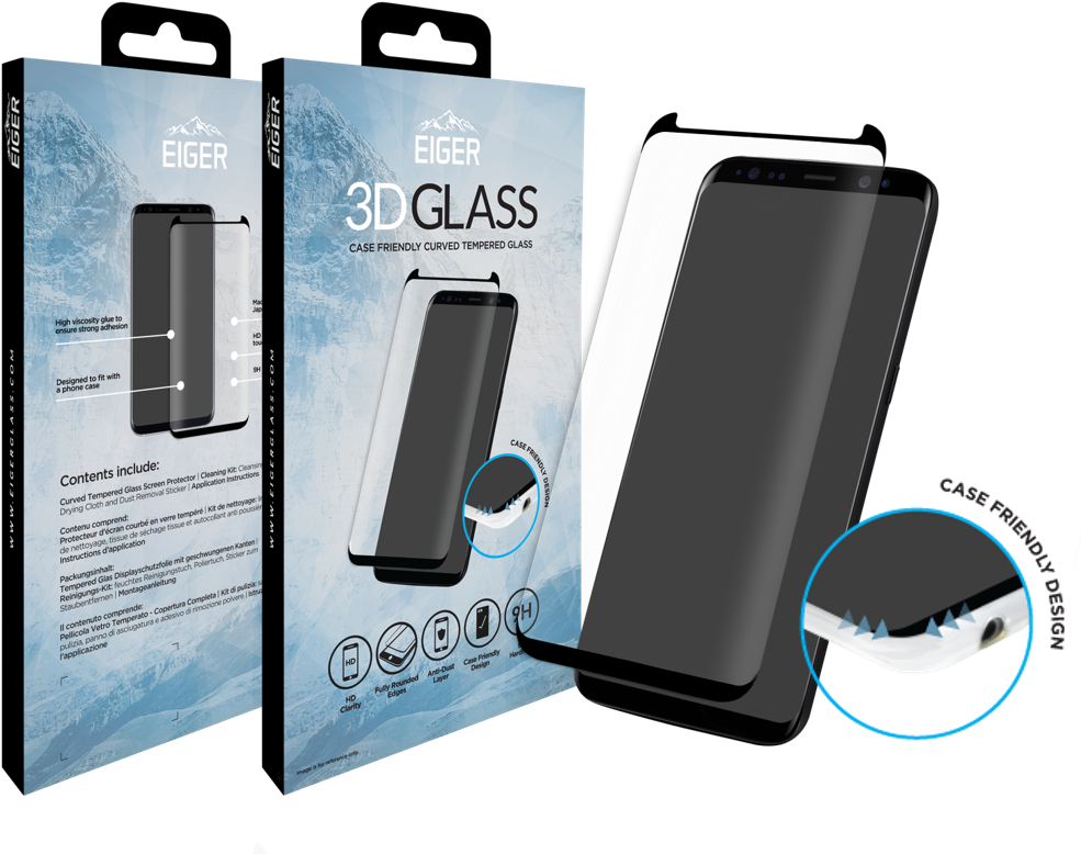 Eiger 3d Glass Screen Protector - Eiger 3d Glass Case Friendly Tempered Glass Screen (1213x835), Png Download